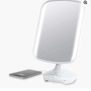 iHome White Lighted Makeup Mirror with Bluetooth